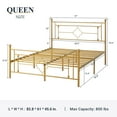 thumbnail image 6 of Allewie Queen Size Metal Platform Bed Frame with Victorian Vintage Headboard and Footboard, Gold, 6 of 10