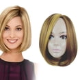 thumbnail image 1 of Women'S Short Blonde Wig Short Hair And Straight Hair Natural Synthetic Wig Dark Root Women'S Front Lace Deep Middle Part Cosplay,Gold Pullover Toupee, 1 of 8