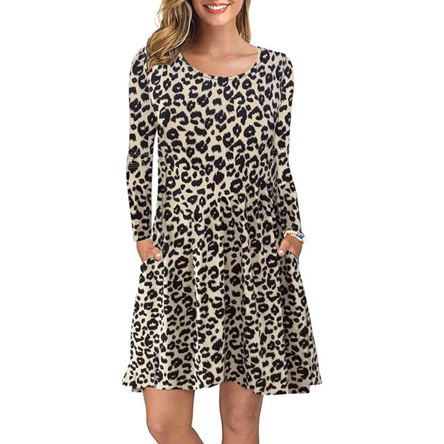 Vestidos casuales de manga larga con bolsillos para mujer Xemadio LRWJ1046-139
