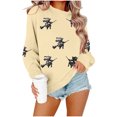 thumbnail image 2 of Womens Halloween Tops Printed Crew Neck Long Sleeve Elastic Hem Fashion Loose Fall Pullover Top Khaki L, 2 of 6