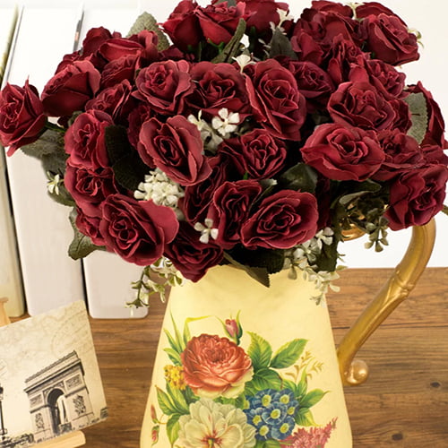 50PC Artificial Roses Flower Heads Fashion Table Rose Buds Decor Floral Vine E7Z 