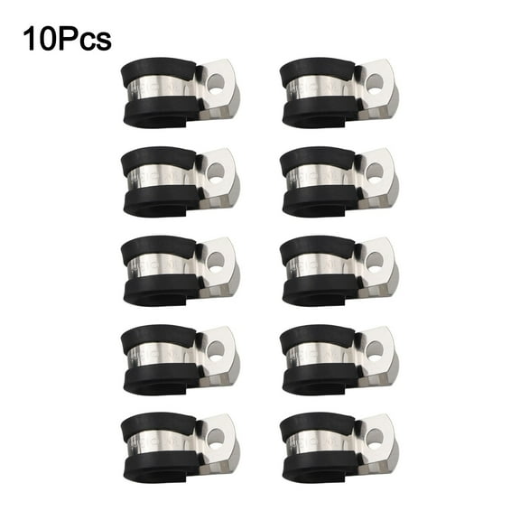 RANMEI 10Pcs Stainless Steel Rubber Lined P Clips Hose Pipe Clamp Cable Mounting Clip 13Mm 19Mm 22Mm 24Mm 26Mm 32Mm Home Hardware