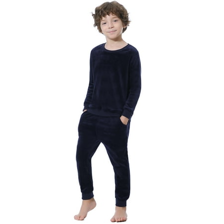 

Uniexcosm Kids Long Sleeve Velvet Pajamas Sets for Girls Boys Velour PJs Sleepwear S-XXL