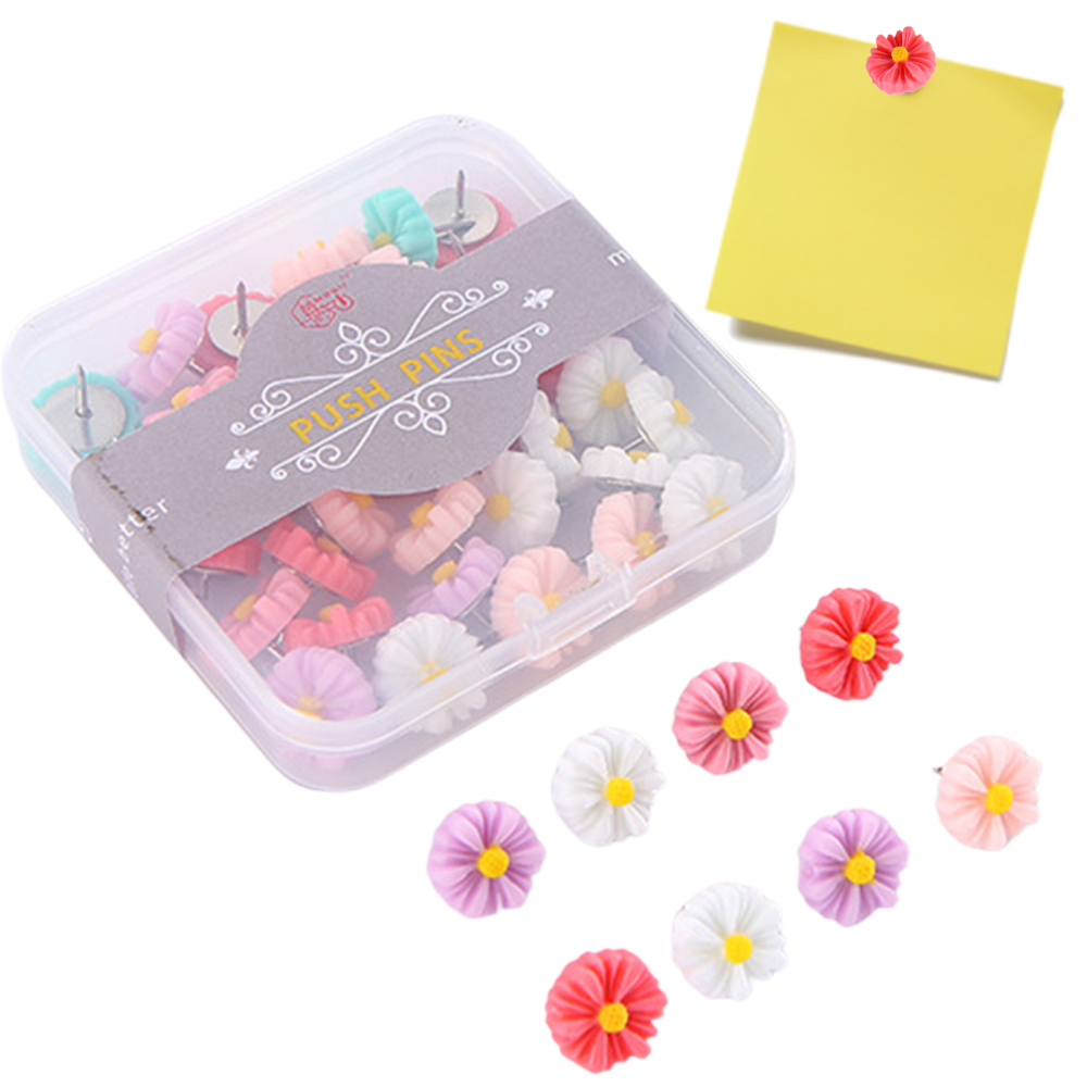 Push Pins for Cork Board 6 Colors Flower Pushpins for Cork Board