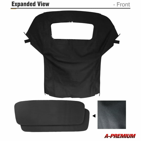 A-Premium Black Convertible Soft Top with Clear Plastic Window Compatible with Ford Mustang 1983 1984 1985 1986 1987 1988 1989 1990 1991 1992 1993