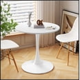 thumbnail image 3 of 32"Modern Round Dining Table with Round MDF Table Top,Metal Base Dining Table, End Table Leisure Coffee Table,White, 3 of 8