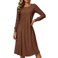 thumbnail image 6 of Lnmiateer Women Striped Long Sleeve A Line Midi Dress Loose Lightweight Breathable Summer Fall Work Beach Vacation Outfit, 6 of 7