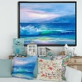 thumbnail image 2 of Designart 'Blue Waves Breaking At The Beach Landscape II' Nautical & Coastal Framed Canvas Wall Art Print, 2 of 5