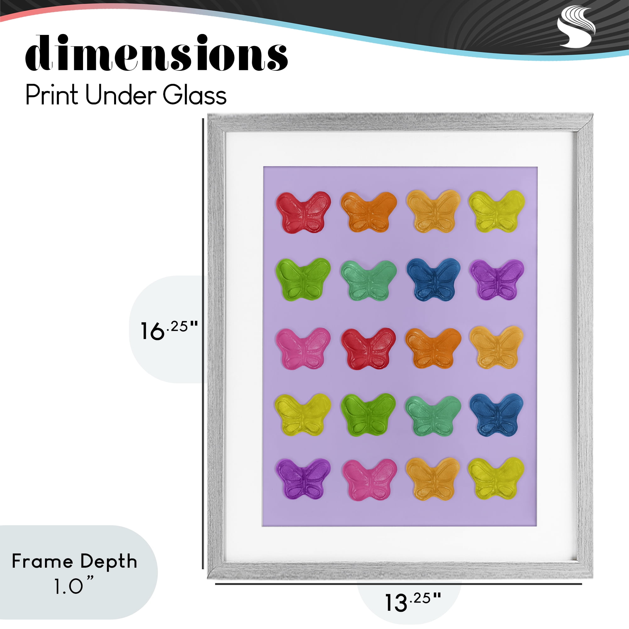 Stupell Industries Colorful Butterflies on Lilac Gray Framed Print Under Glass, design by LISH Creative