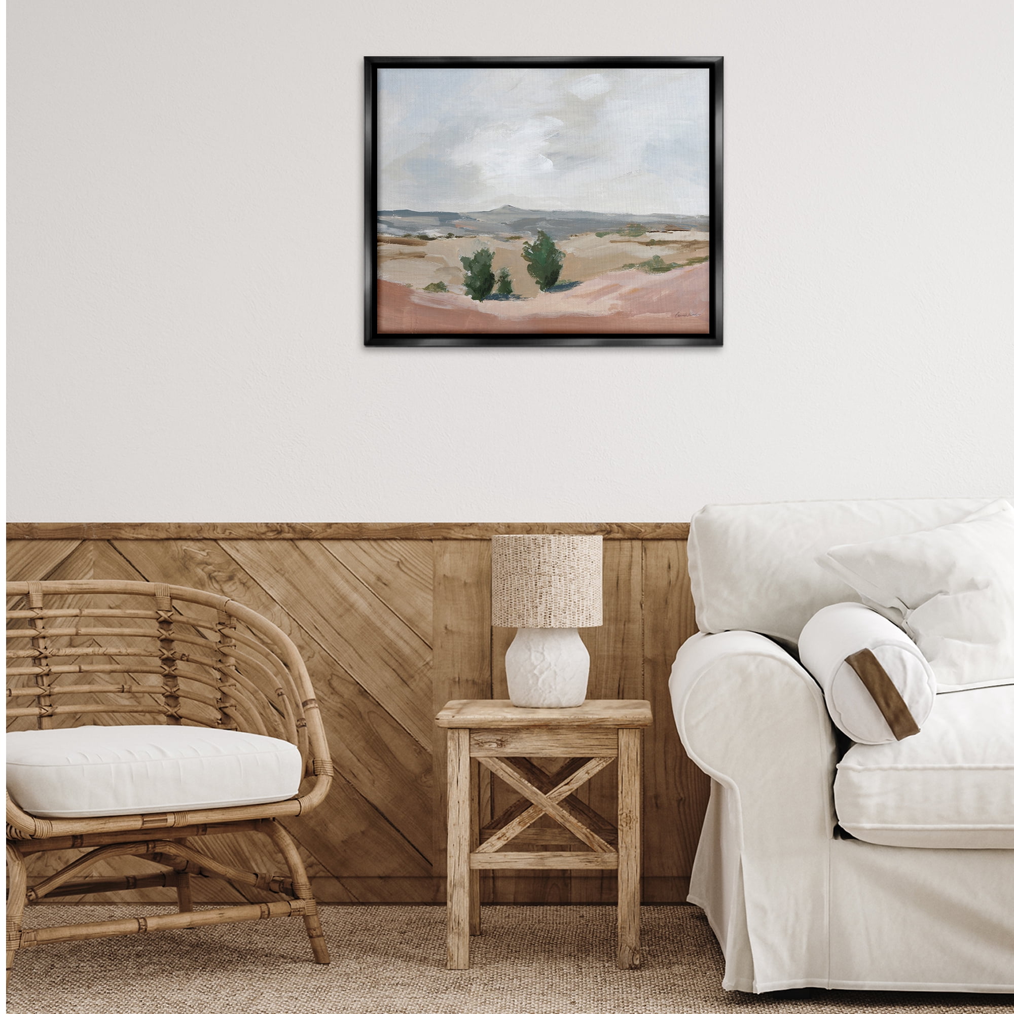 Stupell Industries Vast Desert Mountains Landscape Painting Black Floater Framed Art Print Wall Art, 31 x 25