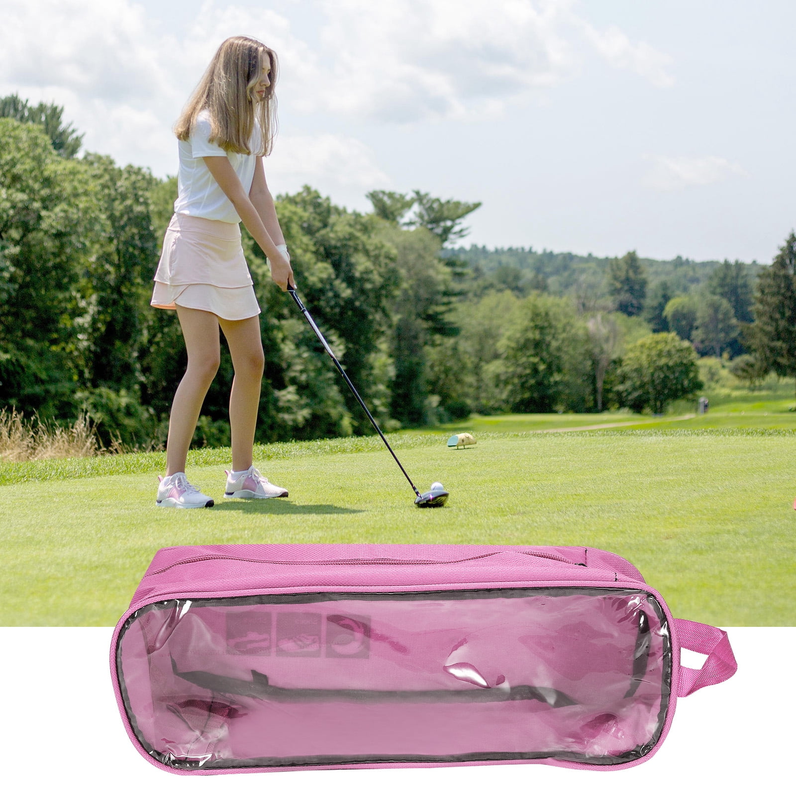 Uxcell Golf Shoe Bag, Dust Proof Shoe Bags Portable Golf Shoes Organizer, Pink 4 Pack