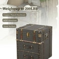 thumbnail image 4 of COZAYH Vintage Storage Chest with Buckle Hinged Top, Linen Accent End Side Table for Living Room, Office, Bedroom, Rectangle, Grey, 4 of 9