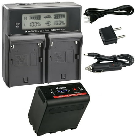 Kastar 1-Pack NP-F980EXP Battery and CH04 Dual Fast Charger Compatible with Bestview S5 S7II Atomos Ninja V V+ Shinobi SDI Shogun CONNECT Shogun 7 Monitor LifThor LFTLUT7ld LUT7 On-Camera Monitor