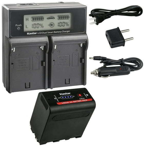 Kastar 1-Pack NP-F980EXP Battery and CH04 Dual Fast Charger Compatible with Sony GV-D700 GV-D800 GV-D900 GV-HD700E HDR-AX2000 HDR-FX1 HDR-FX1000 HDR-FX1000E HDR-FX7 HDR-FX7E HDV-FX1 HDV-Z1 Camera
