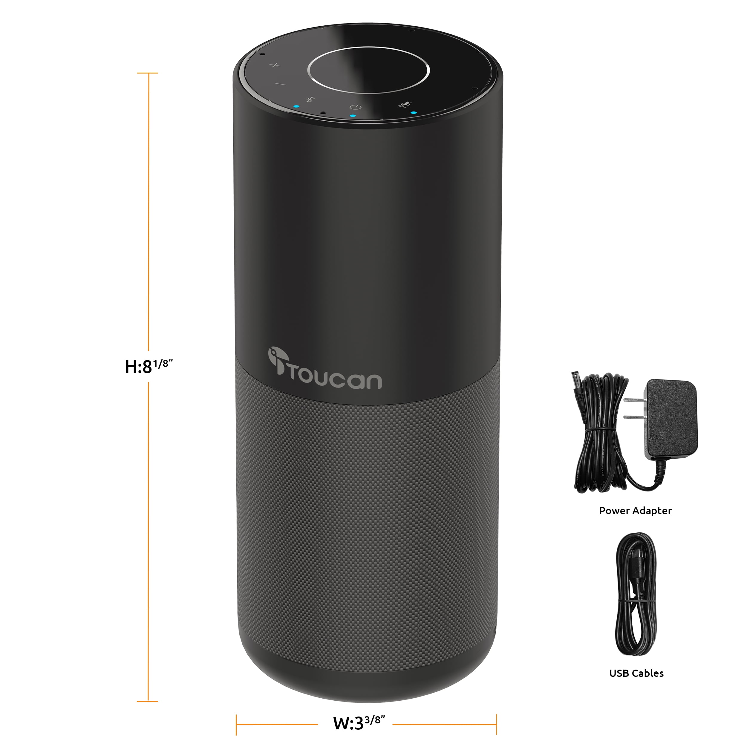 Toucan Conference Speaker with 4 Built-in Echo-Canceling Microphone - Black
