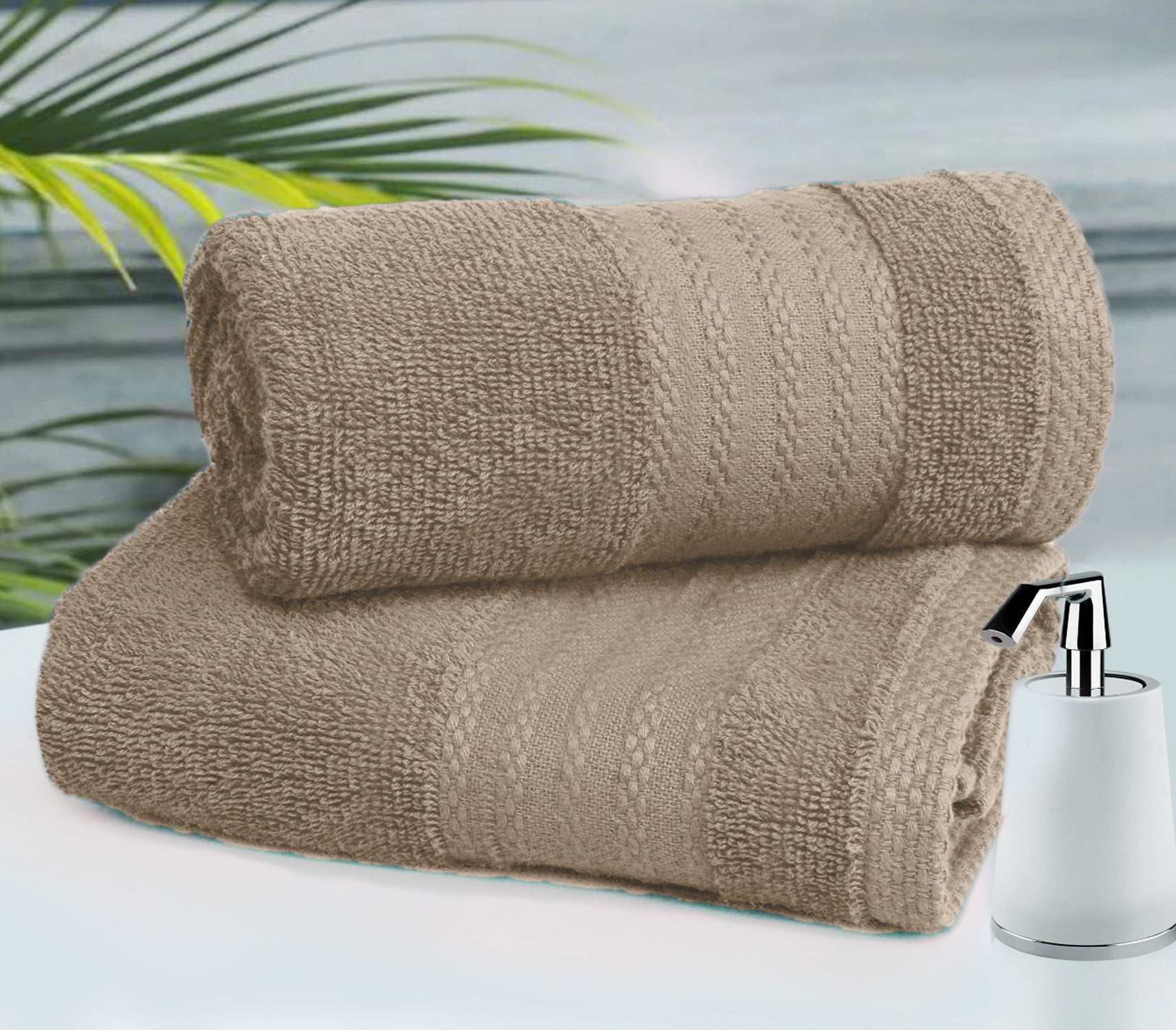 CHATEAU HOME COLLECTION Set of 4 Granite Grey, 100% Combed Cotton Bath  Towel Sets, Highly Absorbent Towels for Bathroom, Extra Large 54 x 28,  Extra