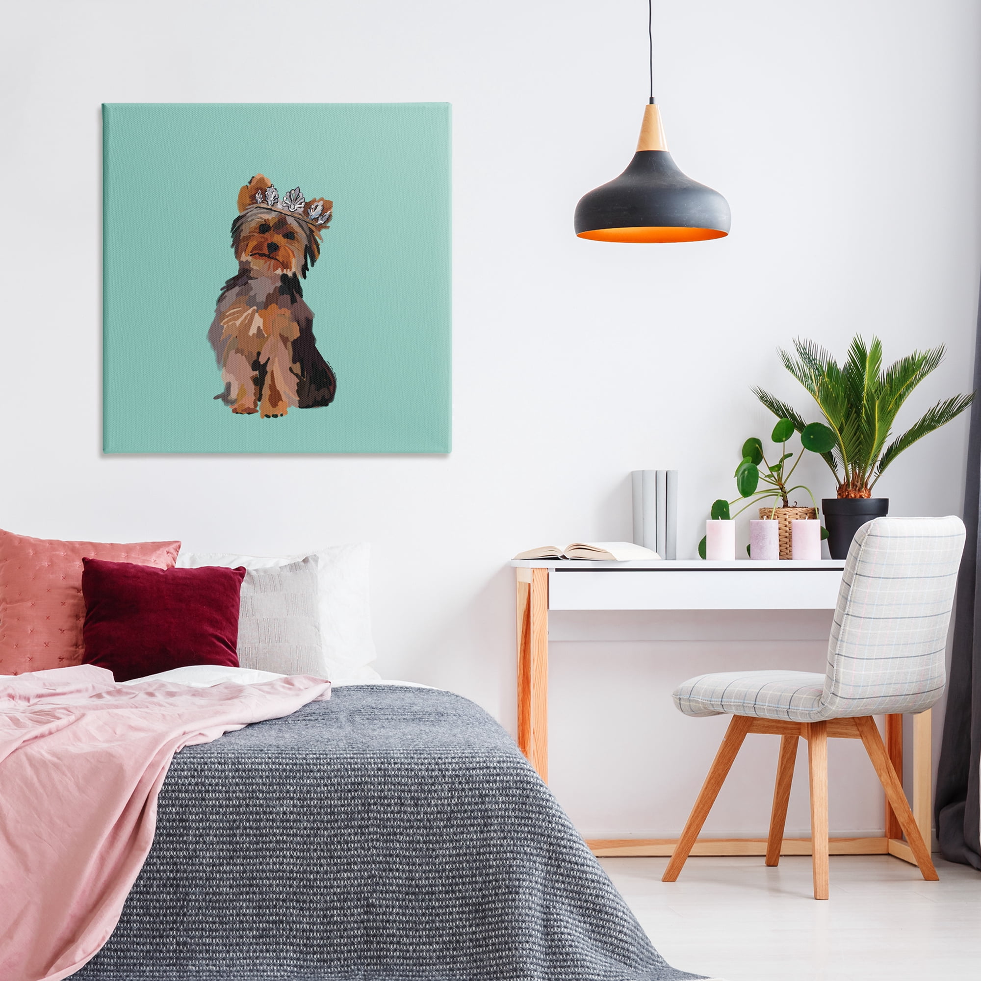 Stupell Industries Terrier with Crown Animals Painting Wrapped Canvas Art Print Wall Art, 36 x 36