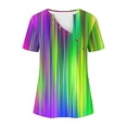 thumbnail image 4 of Hyknon Pride Shirt for Women Summer Fashion Short Sleeved V-neck Buttons LGBT Blouses Casual Tie-dye Printed Loose Fit Inspirational Equality Tops, S-5XL, 4 of 5