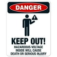 thumbnail image 1 of Keep Out Hazardous Voltage Inside Will Cause Death Sign, OSHA Danger Sign, 24x30 Aluminum, 1 of 1