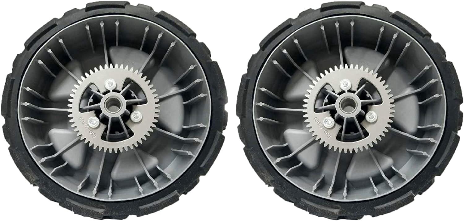 Toro Genuine OEM Wheel Kit 2-130-6714 Drive Wheels & 2-131-5399 Pinions 22in Recycler Lawn Mowers 20353 20355 20357 20960 20964 20965 21766 21767 21768 (Also Fits Hayter CODE345A CODE346A, Black Gray