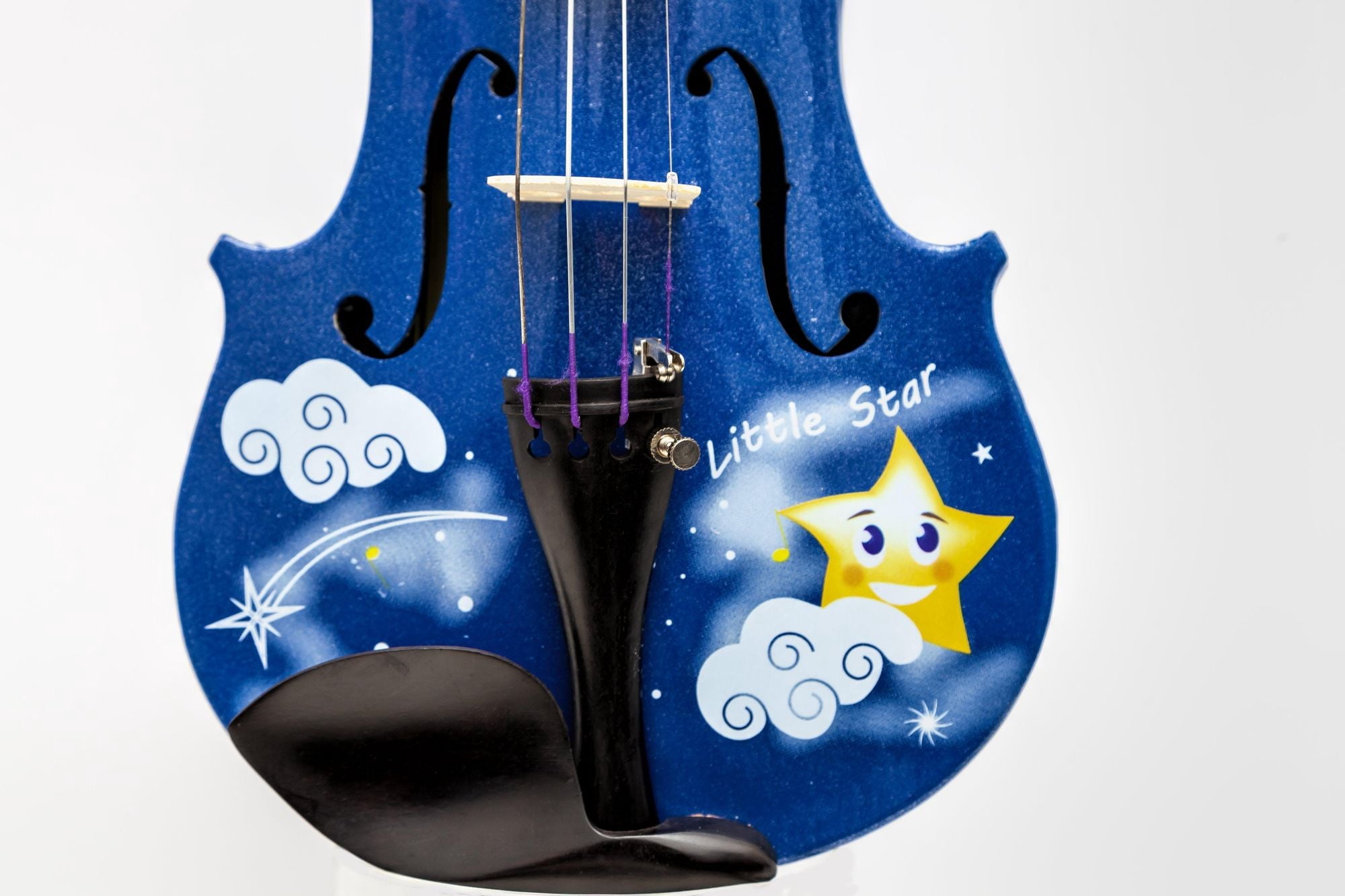 Twinkle Star Blue Violin w Brazilwood bow Case Crystal Fine Tuners Rosin Strings Set Up