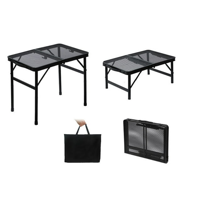 Camping Folding Table Outdoor Picnic Table Foldable Beach Table Mesh Top Grill Table