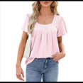 thumbnail image 2 of Blusas Tipo Túnica para Mujer, Holgadas, de Corta, con Cuello Redondo, Informales, de Verano Rosa L, 2 of 10