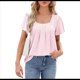 thumbnail image 2 of Blusas Tipo Túnica para Mujer, Holgadas, de Corta, con Cuello Redondo, Informales, de Verano Rosa L, 2 of 10