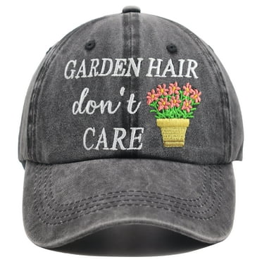 Funny Garden Hair Don’t Care Hats for Women Mama, Adjustable Wash Cotton Embroidered Gardening Baseball Cap