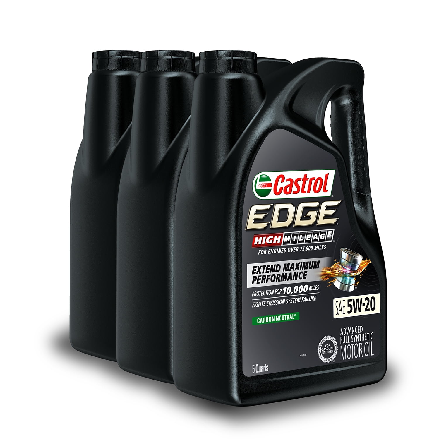 Castrol Edge High Mileage 5W-20 Advanced Full Synthetic Motor Oil, 5 Quarts, Case of 3