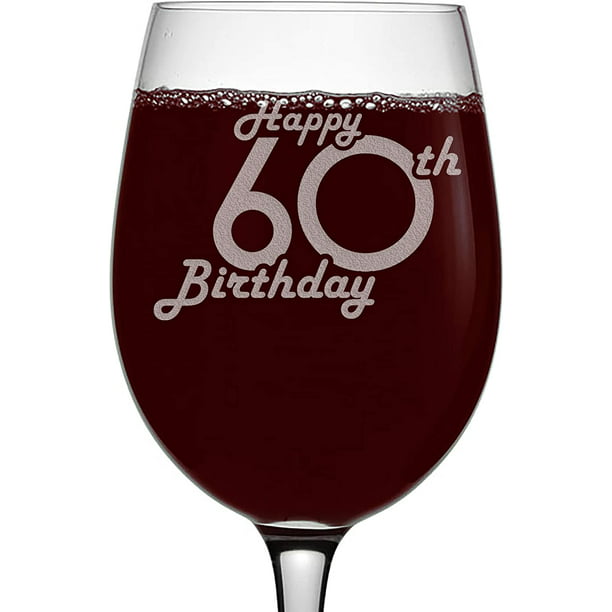 Retro Birthday Etched 16oz Stemmed Wine Glass 60th Birthday Gift -  