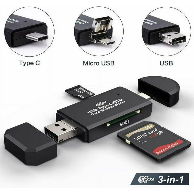 Lecteur de Carte Micro SD 3-en-1 USB 2.0 Adaptateur OTG pour PC/ordinateur Portable/Téléphone Intelligent/tablettes