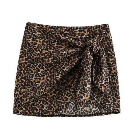 Fashion Leopard Print Mini Skirt Simple High Waist Tight Leopard Bag Hip Short Dress 3D Lace Up Sexy Mini Short Hip Skirt