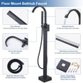 thumbnail image 4 of Wowow Waterfall Single-Handle Freestanding Tub Faucet with Handshower, Floor Mounted Tub Filler Faucet in Matte Black, 4 of 7