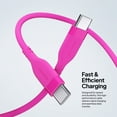 thumbnail image 3 of Powertek 6ft USB-C to USB-C Cable, Pink, Neon Silicone, Fast Charging, Durable Charging Cord with Consistent Data Transfer, 3 of 6
