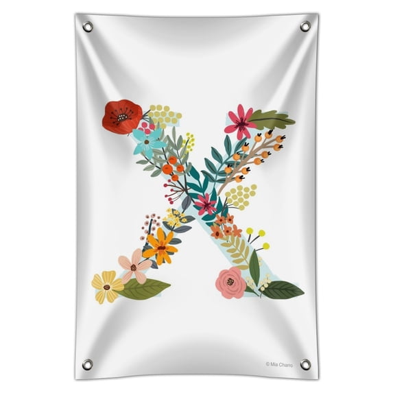 Letter X Floral Monogram Initial Home Business Office Sign