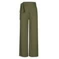 thumbnail image 5 of Charella Women's Linen Pants High Waisted Wide Leg Tie Front Fashion Loose Fit Trousers Lightweight Pants (L, Army Green), 5 of 7