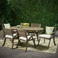 thumbnail image 2 of GDF Studio Zhana Outdoor Acacia Wood 7 Piece Dining Set with Cushion, Gray and Cream, 2 of 13