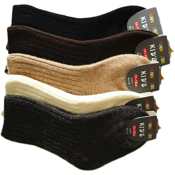 Lian LifeStyle Boy's 6 Pairs Extra Thick Wool Boot Socks Crew Plain Assorted Color LK01 (0Y-2Y)