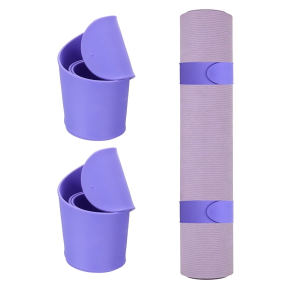 Uxcell 2Pcs Yoga Mat Strap Slap Band, One Snap Yoga Mat Slap Band for Keep Mats Tightly Rolled Adjustable Exercise Mat Sling Holder - Fitting for (Women Pilates/Gym Workout), Purple