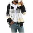 thumbnail image 4 of Casual Shirts for Men Fleece Black Hooded Jacket Winter Zip Up Color Block Lightweight Coat for Men, 4 of 7