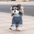 thumbnail image 4 of Dog Pajamas Four-Legged Jumpsuit, Breathable Poly-Cotton Striped Pet Clothes for Small Medium Dogs, Spring Summer, Blue L, 4 of 5