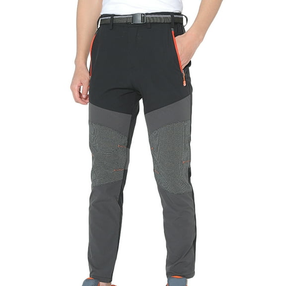 HOOMEUMY Mens Stretch Work Hiking Pants Casual Outdoor Breathable Travel Climbing Fishing Pants (Black,XXXL)