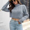 thumbnail image 4 of Lilgiuy Women's Casual Solid Color Long Sleeve Turtleneck Ruched Pullover Blouse Tops,Gray,8 2022 Fall Winter, 4 of 5
