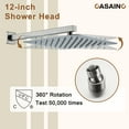 thumbnail image 3 of CASAINC Luxury Thermostatic 3-Spray Patterns 12 in. Flush Wall Mount Rainfall Dual Shower Heads with 6-Jets in Brushed Nickel, 3 of 11