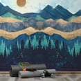 thumbnail image 3 of Idea4wall 3pcs Nordic Style Mountain & Sunshine Stick Wallpaper Removable Wall Murals Large Wall Stickers for Home Decoration, 72"x72", 3 of 5