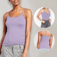 thumbnail image 4 of Youmylove Summer Tops For Women Camisole Tank Top With Built In Bra Solid Color Soft Comfortable Stretchy Spaghetti Strap Tank Top Comfy Basic Shirts, 4 of 5