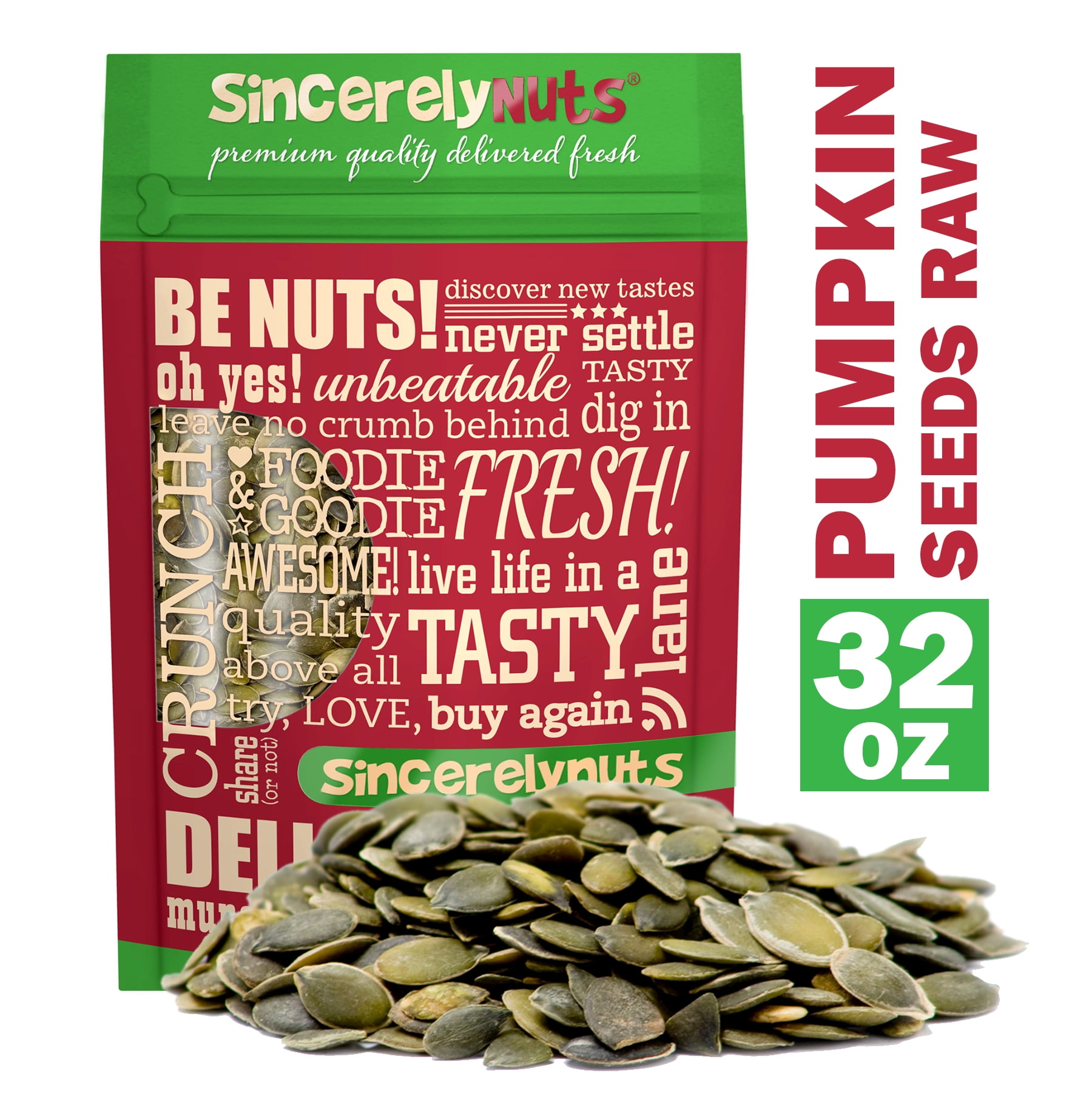 Sincerely Nuts Pumpkin Seeds (Pepitas) Shelled, 2 LB Bag