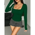 thumbnail image 4 of MOYIKO Square Neck Tops for Women Long Sleeve Slim Fitted Shirts Tight Tees, 4 of 9