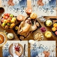 thumbnail image 4 of Fall Placemats for Dining Table Set of 6 Blue Pumpkin Place Mats Floral Leaves Autumn Placemat Washable Harvest Thanksgiving Table Mats for Kitchen Table Holiday Dinner Party Home Decor 13x19 Inch, 4 of 6
